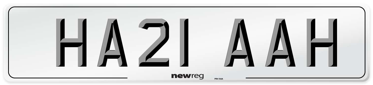 HA21 AAH Number Plate from New Reg